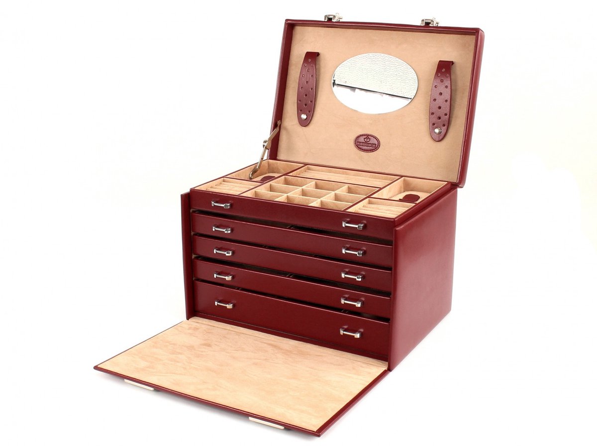 WINDROSE Sieradendoos Merino Jewelry Box Big Red Wijnrood