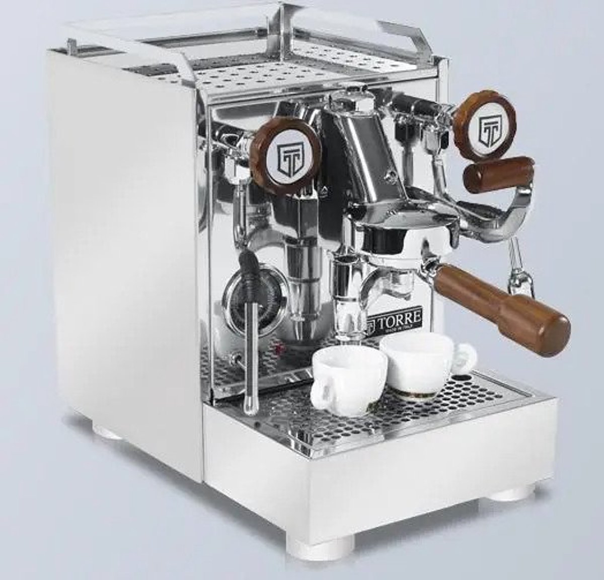 Torre Espresso - Luigino - RVS - Houten handvaten - Italiaanse Espressomachine