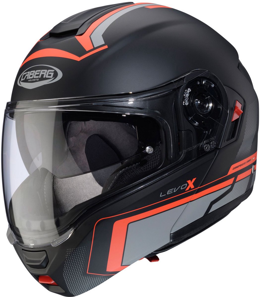 Caberg Levo X Elite Mat Zwart Grijs Rood Systeemhelm - Maat XL - Helm