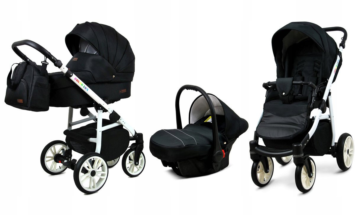 BabyLux® COLORLUX 3in1 Kinderwagen Opklapbaar - Onyx White Frame - Product - €449,00