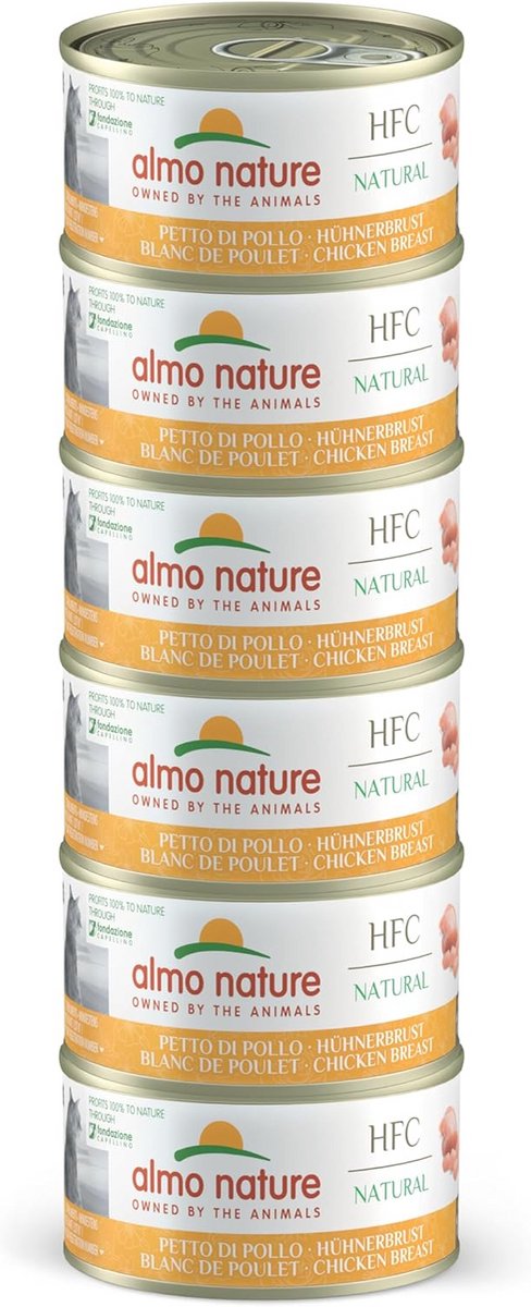 Natuurlijk Kippenborst Natvoer voor Volwassen Katten - 6 x 70 g Blikjes