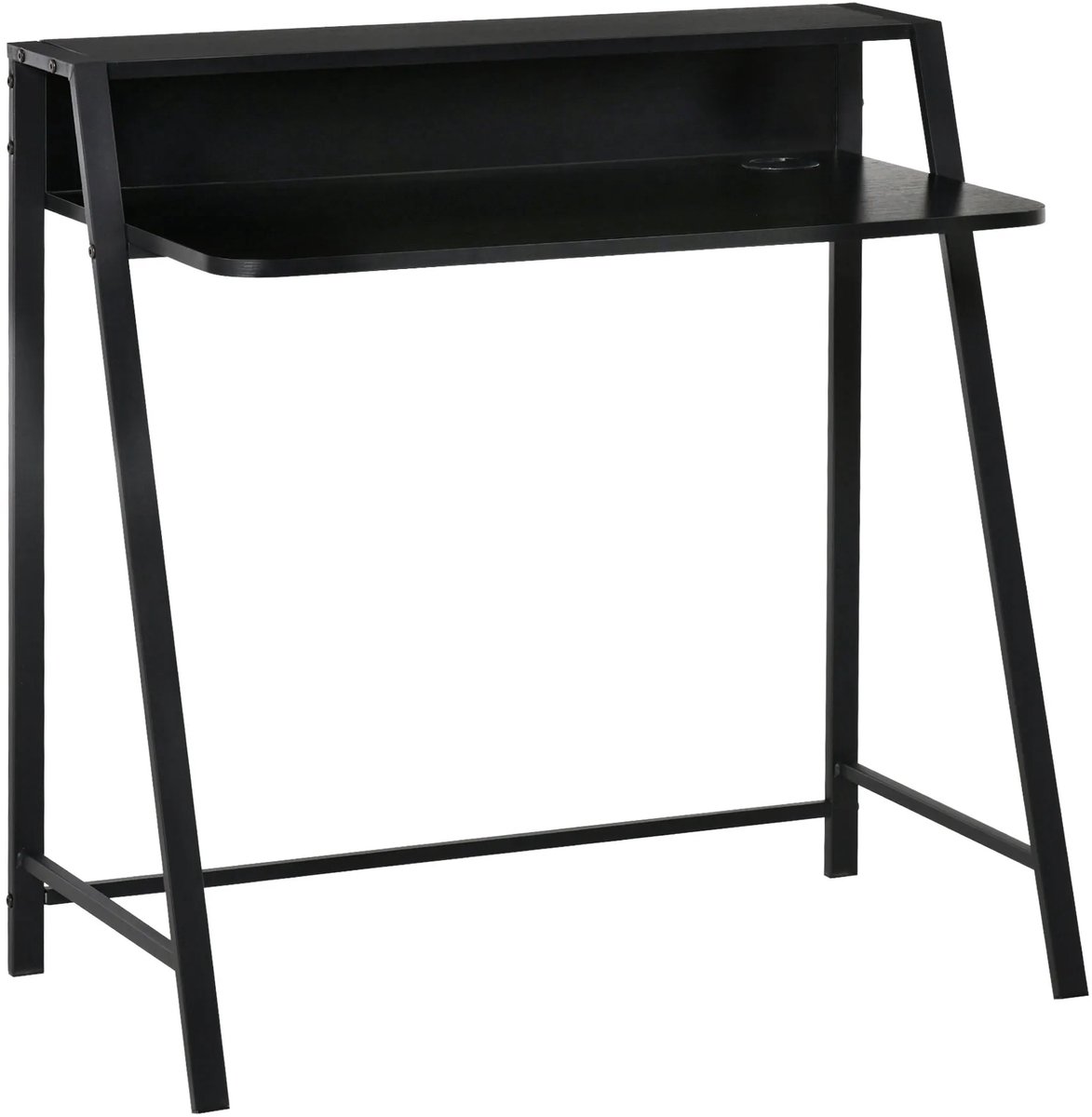 TRUUSK Stijlvolle Computertafel - Bureau Met Opbergruimte - Kabelbeheer - Metaal Zwart - 84x45x85cm - Voor Thuis, Kantoor en