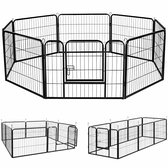 Hondenren S - Puppyren - Hondenbench - Staal - 60 cm hoog - 640 cm omtrek - Uitbreidbaar - Staal - 80 x 60 cm Ø 210 cm