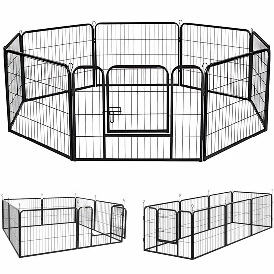 Hondenren S - Puppyren - Hondenbench - Staal - 60 cm hoog - 640 cm omtrek - Uitbreidbaar - Staal - 80 x 60 cm Ø 210 cm
