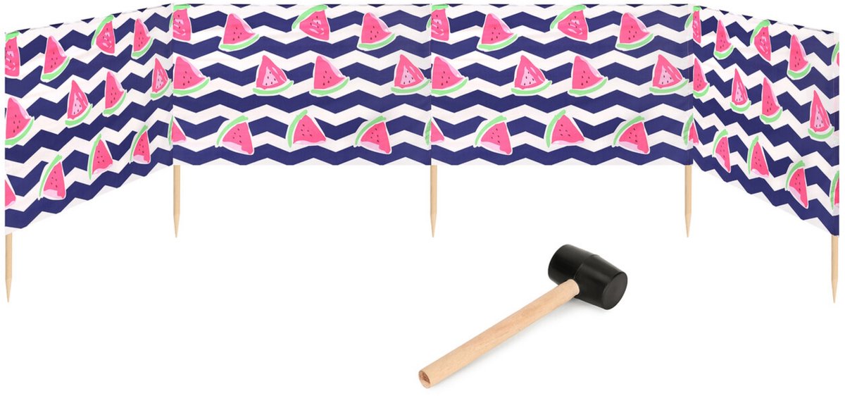 Garronda 5m Strand Windscherm Met Stokken - Windscherm Strand – Windscherm – Rubberen hamer – Watermeloen-2 – GD-EX-Wb-5m