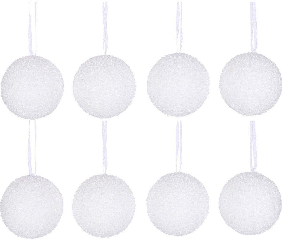 Decoris Kerstballen sneeuw - 8x st - wit - D4 cm - kunststof - sneeuwwballen - sneeuwversiering