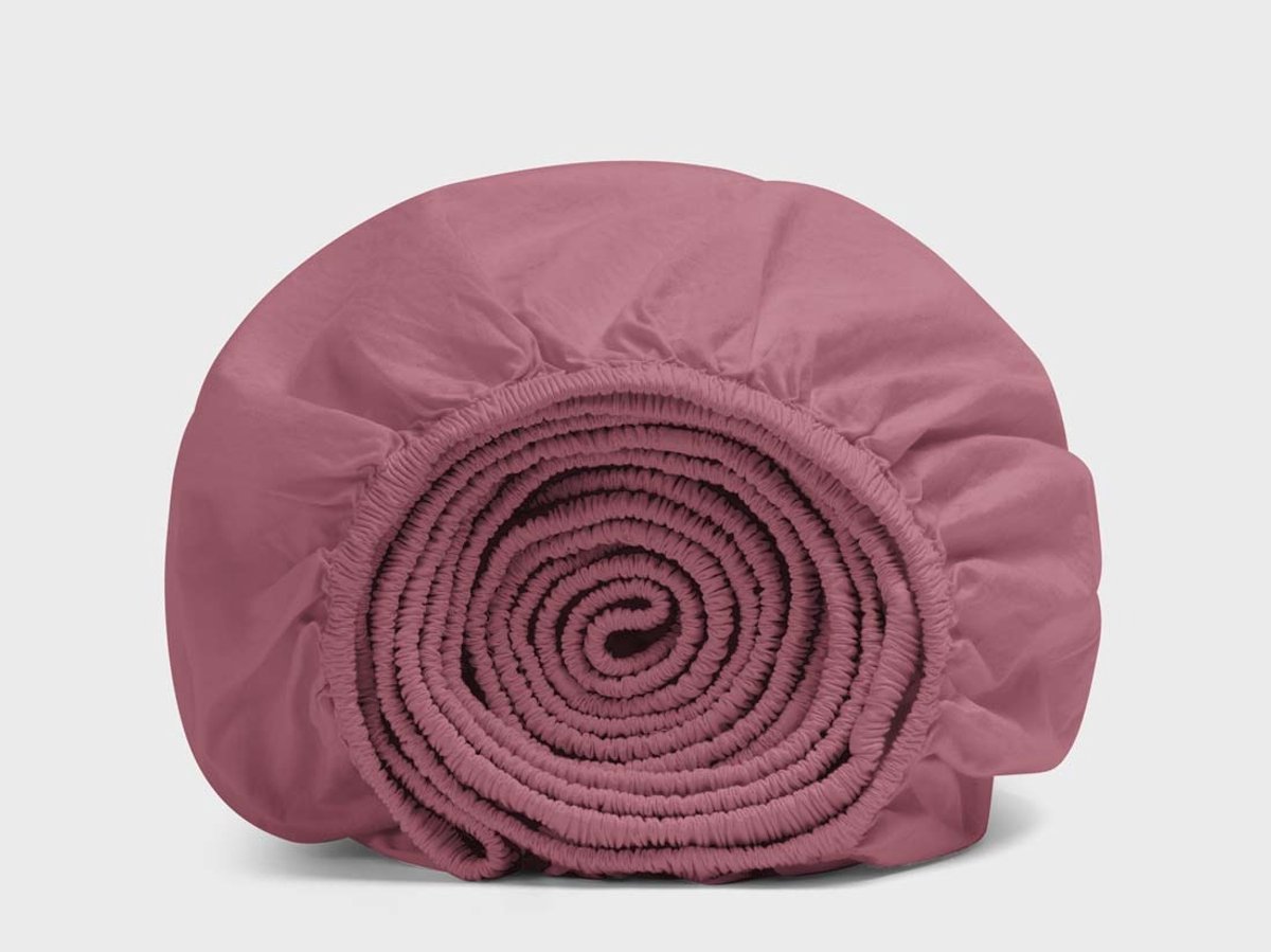 Yumeko hoeslaken percal katoen framboosroze 180x200x30 - Bio, eco & fairtrade Raspberry Dream