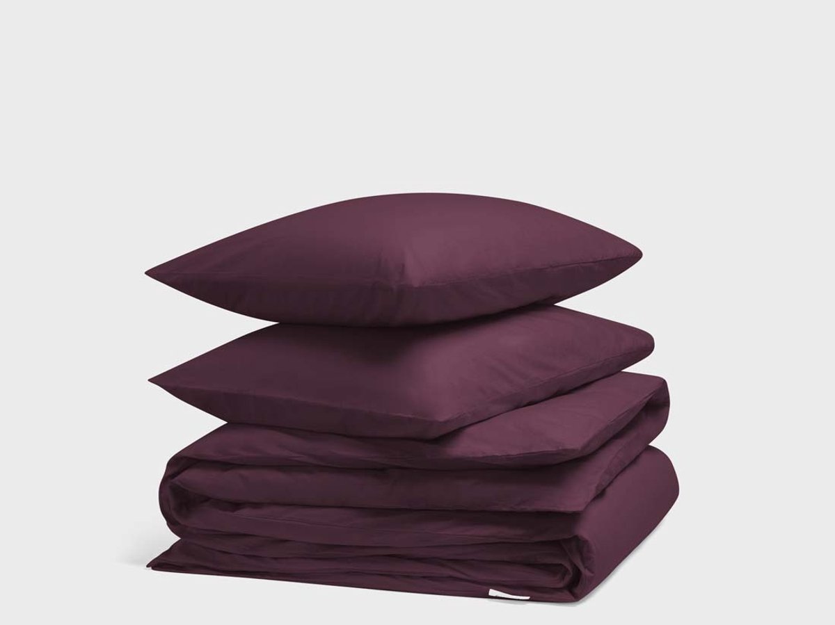 Yumeko dekbedovertrek percal katoen bordeauxpaars 240x220 + 2/60x70 - Bio, eco & fairtrade