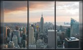 Fotobehang - Vlies Behang - New York Stad 3D Raamzicht - 208 x 146 cm