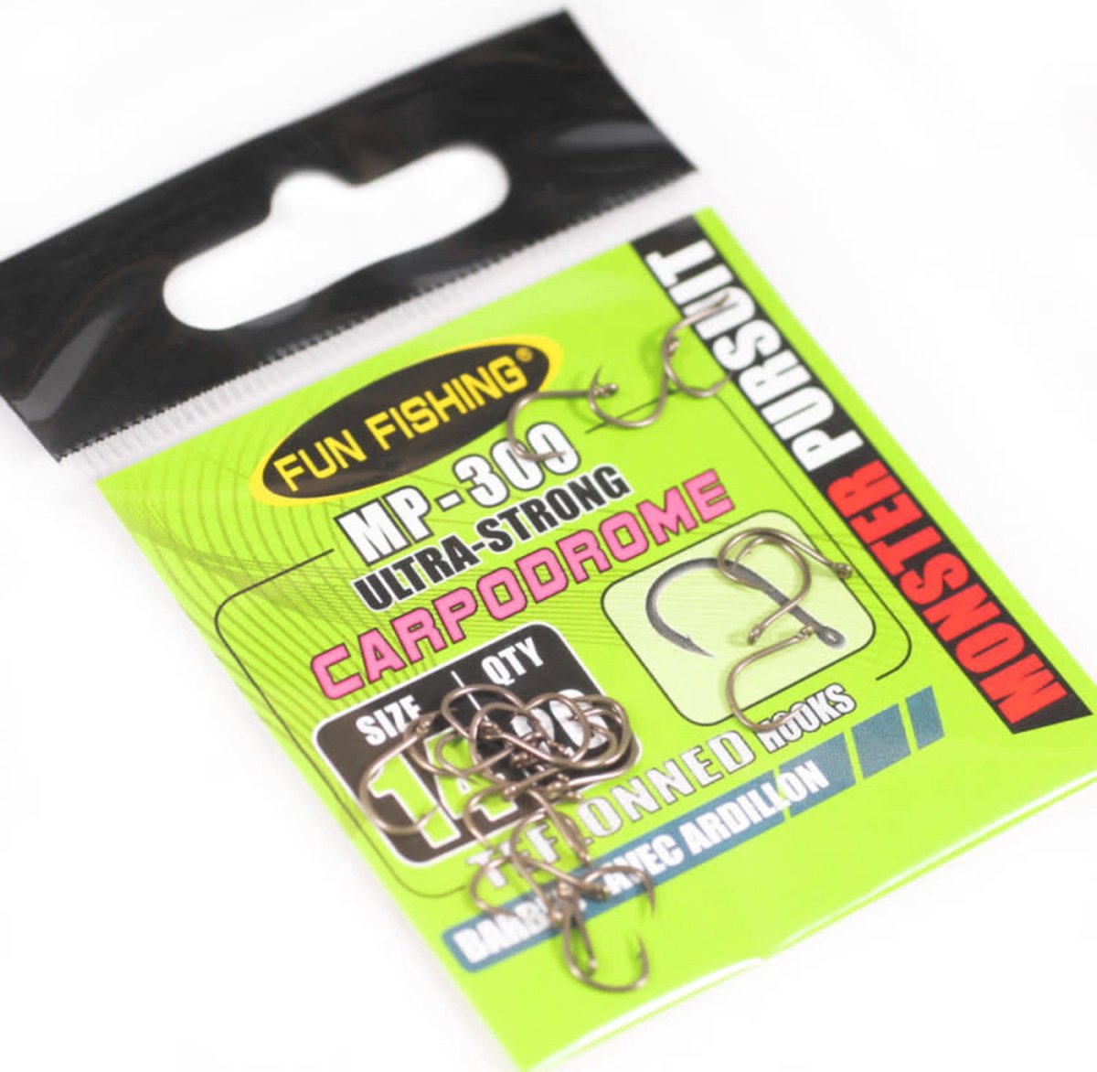 Fun Fishing Carpodrome MP-300 Ultra Strong Eyed-Barbed (20pcs) - Maat : 10