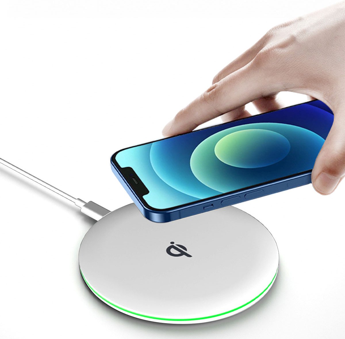 Draadloze Oplader 15W Qi Opladen – Wireless Charging Pad - iPhone Oplader – Samsung Oplader – Oplaad-pad ook voor AirPods en Galaxy Buds – Draadloze Qi Snellader – Kleur Wit – foto 3