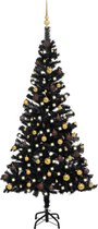 vidaXL de Noël artificiel avec LED et boules de Noël 150 cm PVC Noir