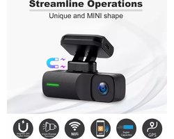 TechU™ Dashcam Camera – M14 Zwart – Dashboardcamera – App & Wifi – Full HD 1080P – GPS – 150° Wijdhoeklens – Nachtvisie – Loop recording – Bewegingssensor – G-sensor – Parkeermodus - voor auto