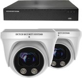 Draadloze Beveiligingscamera Set - 2x PRO Dome Camera - QHD 2K - Sony 5MP - Wit - Buiten & Binnen - Met Nachtzicht - Incl. Recorder & App
