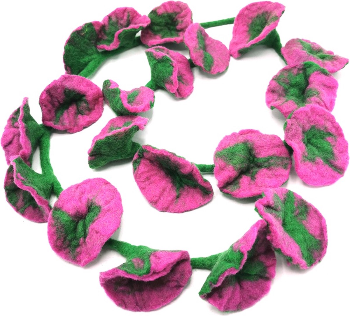 Vilten Bloemen Slinger Belle - handgemaakt - Lengte ca. 180cm