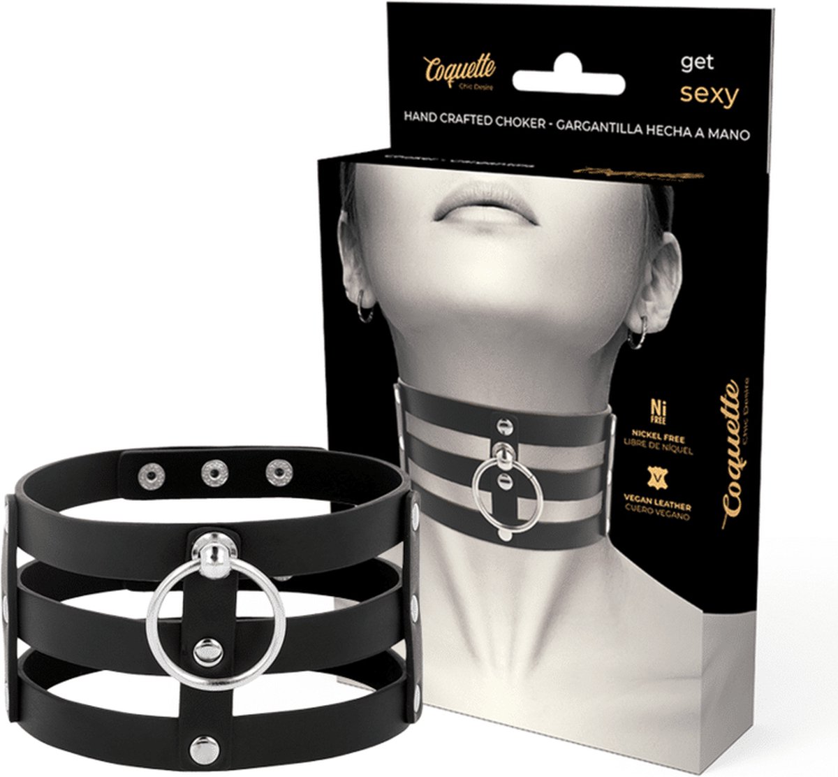Goedkoopste COQUETTE CHIC DESIRE - FETISH STYLE VEGAN LEATHER CHOKER | BDSM | FETISH | BONDAGE ACCESSORIES