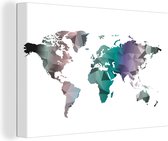 Canvas Wereldkaart - 120x80 - Wanddecoratie Wereldkaart - Abstract - Kleuren - Kids - Jongens - Meiden