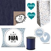 Vaderdag Inpakset Cadeaupapier - Cadeaudoosje - Kaartje - Cadeaulint Stickers - Papa