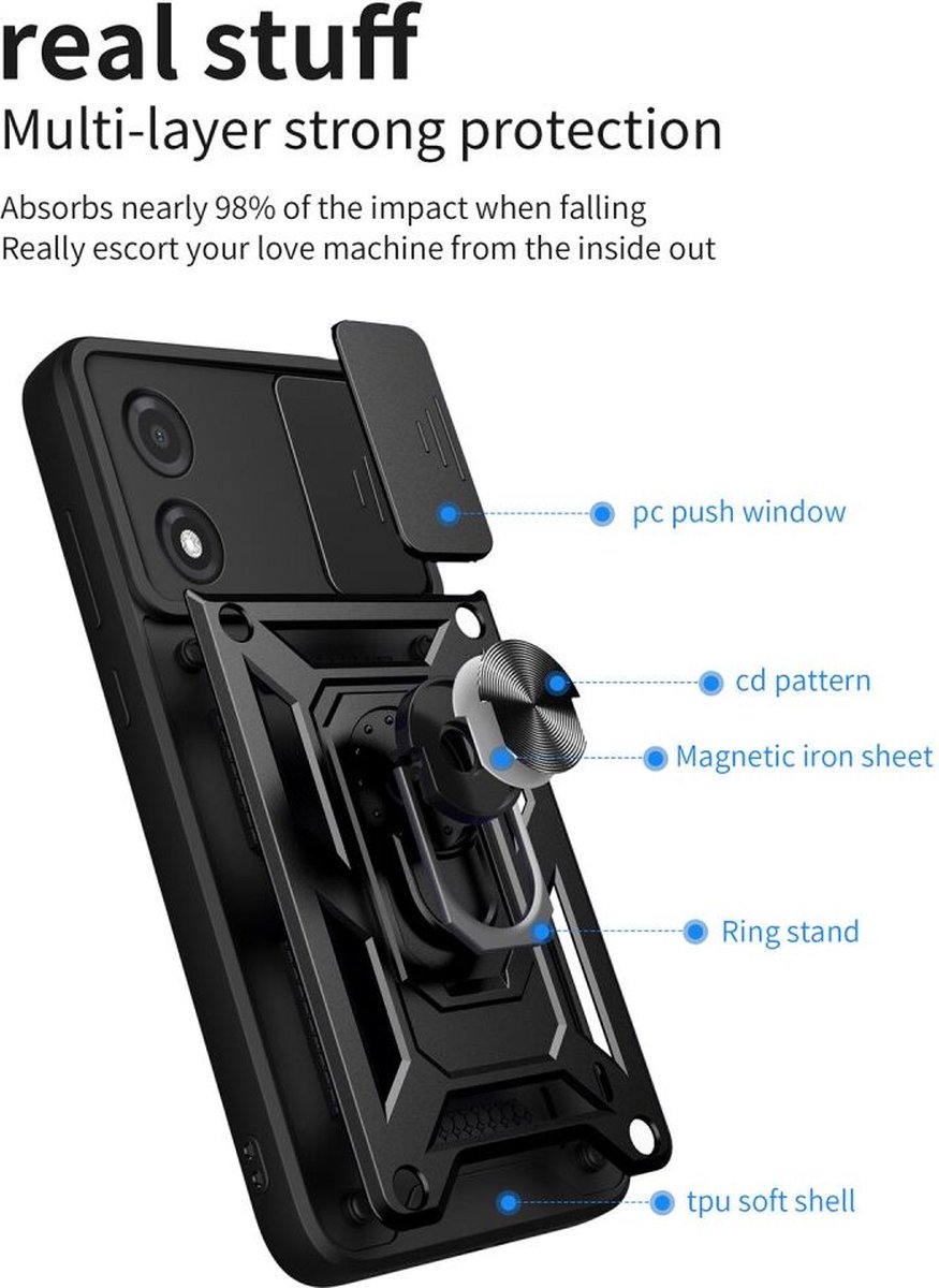 Coque avec curseur pour appareil photo compatible avec Motorola Moto E13 -  Coque