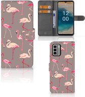Hoesje met naam Nokia G22 Wallet Book Case Flamingo