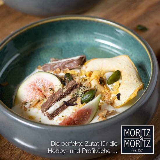 Moritz & Moritz Solid Small Bowls Set of 4 300 ml Stoneware Dip Bowls for Dessert, Snack, Soup, Salad, Ice Cream, Tapas and Antipasti