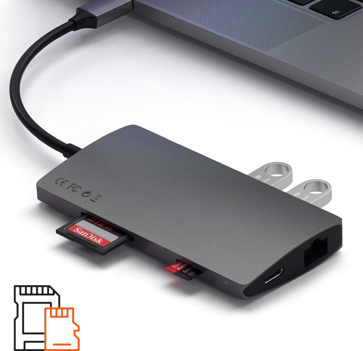 Satechi Adaptateur USB-C Multi-Ports 4K Ethernet - Argent