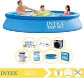 Intex Easy Set Zwembad - Opblaaszwembad - 305x61 cm - Inclusief Solarzeil Pro, Onderhoudspakket, Filter, Stofzuiger, Zwembadtegels en Warmtepomp CP