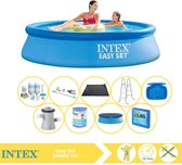 Intex Easy Set Zwembad - Opblaaszwembad - 244x61 cm - Inclusief Afdekzeil, Onderhoudspakket, Filter, Stofzuiger, Solar Mat en Zwembadtegels