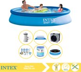 Intex Easy Set Zwembad - Opblaaszwembad - 366x76 cm - Inclusief Solarzeil Pro, Onderhoudspakket, Filter, Grondzeil en Warmtepomp CP
