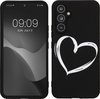 foto van kwmobile telefoonhoesje Samsung Galaxy A13 - Hoesje voor smartphone in wit / zwart - Brushed Hart design