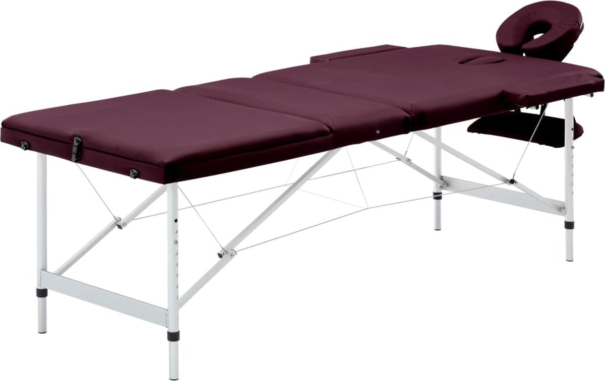 Goedkoopste vidaXL - Massagetafel - inklapbaar - 3 - zones - aluminum - wijnpaars