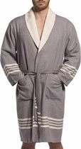 Gevoerde Hamam Badjas Krem Sultan Dark Grey - XXL - Hotelkwaliteit - Sjaalkraag - Luxe badjas - Badstof - Sauna Badjas - Ochtendjas - Badmantel