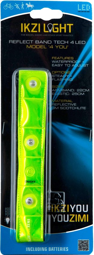 IKZI-Light-  Reflecterende armband - 4-led - Fluorgeel - Ikzi Light