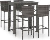 vidaXL - 5-delige - Tuinbarset - met - armleuningen - poly - rattan - grijs