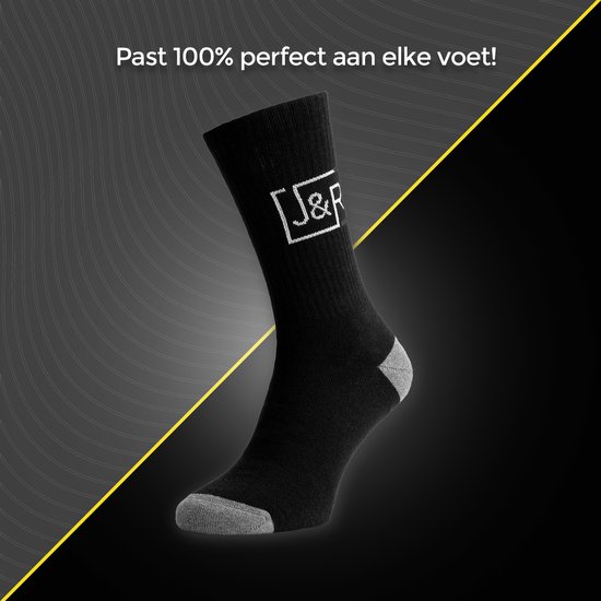 Jacob & Roy's 6 paires de Chaussettes de travail noires - Hommes et femmes - Taille 47-50 - Sans couture