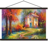 Posterhanger incl. Poster 120x80 cm - Schoolplaat - Landschap - Kleurrijk - Olieverf - Kunst - Textielposter - Zwarte latten