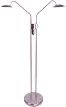 Verstelbare led staande leeslamp Empoli | 2 lichts | grijs / staal | glas / metaal | 130 cm hoog | Ø 25 cm | staande lamp / vloerlamp | dimfunctie | modern design