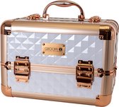 Groom X - Beautycase - Mini - Diamantpatroon Wit - Make up organizer - Cosmetica Koffer