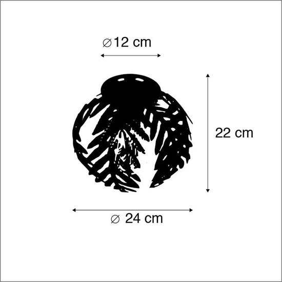 QAZQA botanica - Retro Plafondlamp - 1 lichts - Ø 240 mm - Goud/messing - Woonkamer | Slaapkamer | Keuken - QAZQA