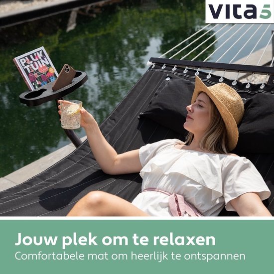 Vita5 hangmat met standaard - 2 persoons - incl bekerhouder - 205kg