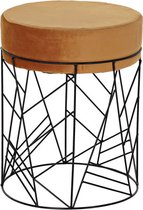Repose-pieds DKD Home Decor Zwart Métal Polyester Terra (33 x 33 x 42 cm)