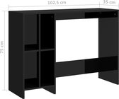 vidaXL - Bureau - 102,5x35x75 - cm - bewerkt - hout - hoogglans - zwart