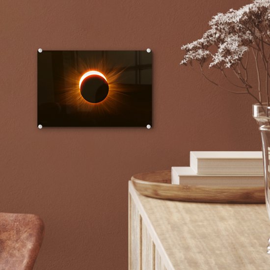Peinture sur Verre - Eclipse Rouge dans le Noir - 30x20 cm - Peintures sur Verre Peintures - Photo sur Glas