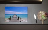 Inductieplaat Beschermer - Vlonder over Helderblauwe Zee - 70x52 cm - 2 mm Dik - Inductie Beschermer van Vinyl