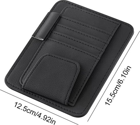 MyGadget Zonneklep organizer van synthetisch leer - met extra binnenzak - autoaccessoire voor op reis met zonnebrilhouder - kleur grijs