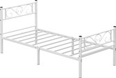 Rootz Single Bed Frame - Metalen Bedframes - Wit - Past op een matras van 90 x 190 cm