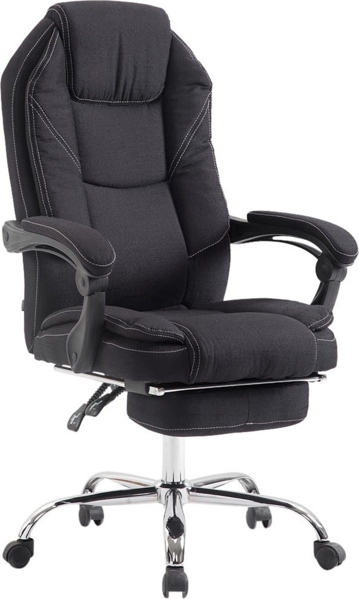 Luxe Bureaustoel Simone XL - Stof - Zwart - Op wielen - Ergonomische bureaustoel - Voor volwassenen - In hoogte verstelbaar