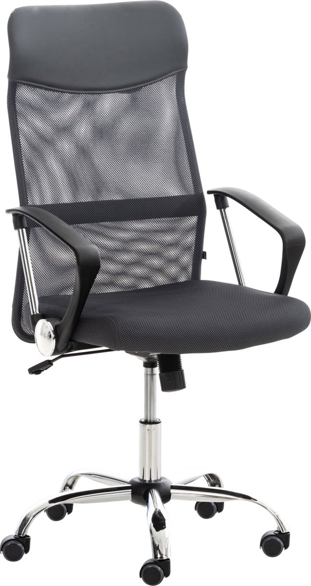Premium Bureaustoel Velia XL - netstof bekleding - Grijs - Op wielen - Ergonomische bureaustoel - Voor volwassenen - In hoogte verstelbaar