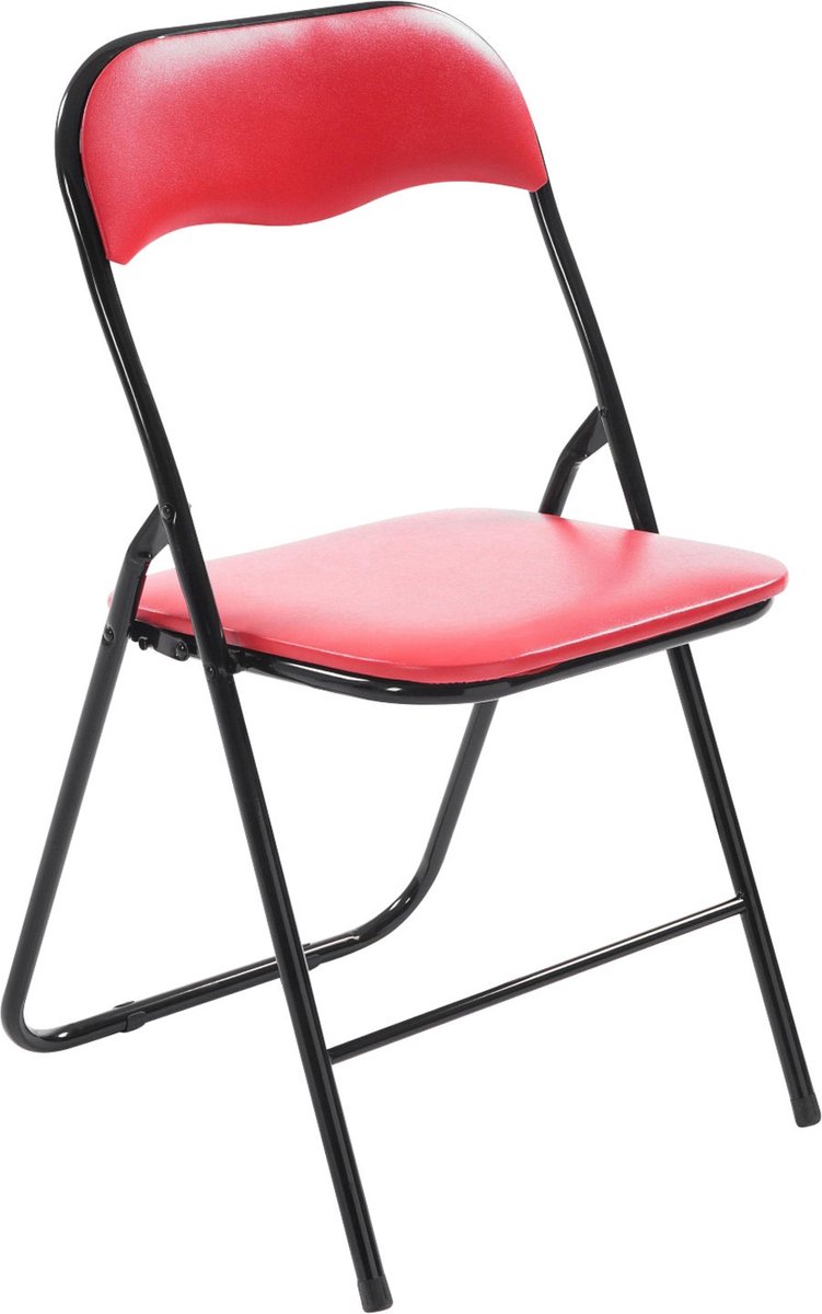 Lara klapstoel - evenementenstoel - feeststoel - rood - kunstleer - metaal - comfortabel - zithoogte 43 cm - set van 1 - lichtgewicht