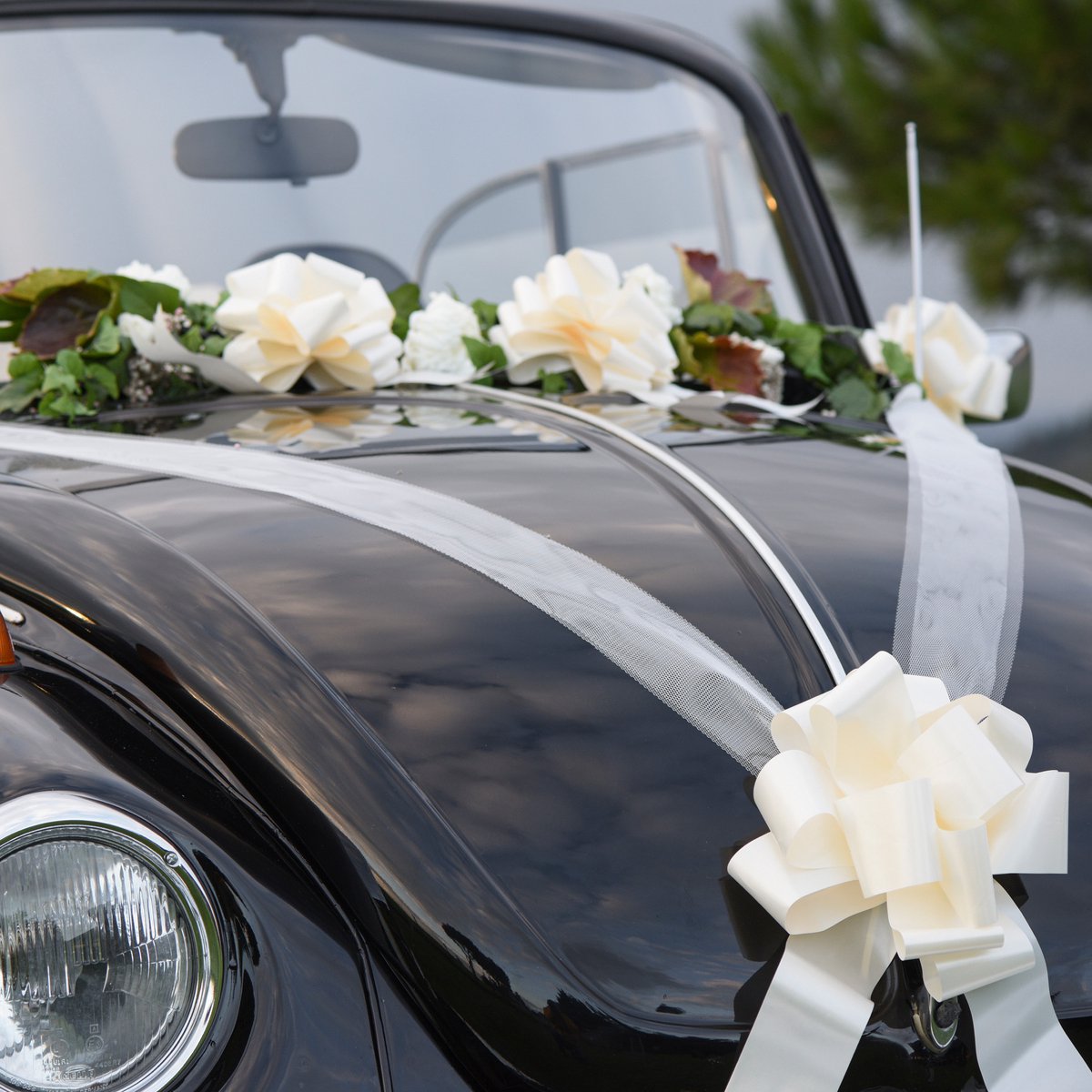 Ruban de voiture de mariage Santex avec nœuds - Mariage - blanc